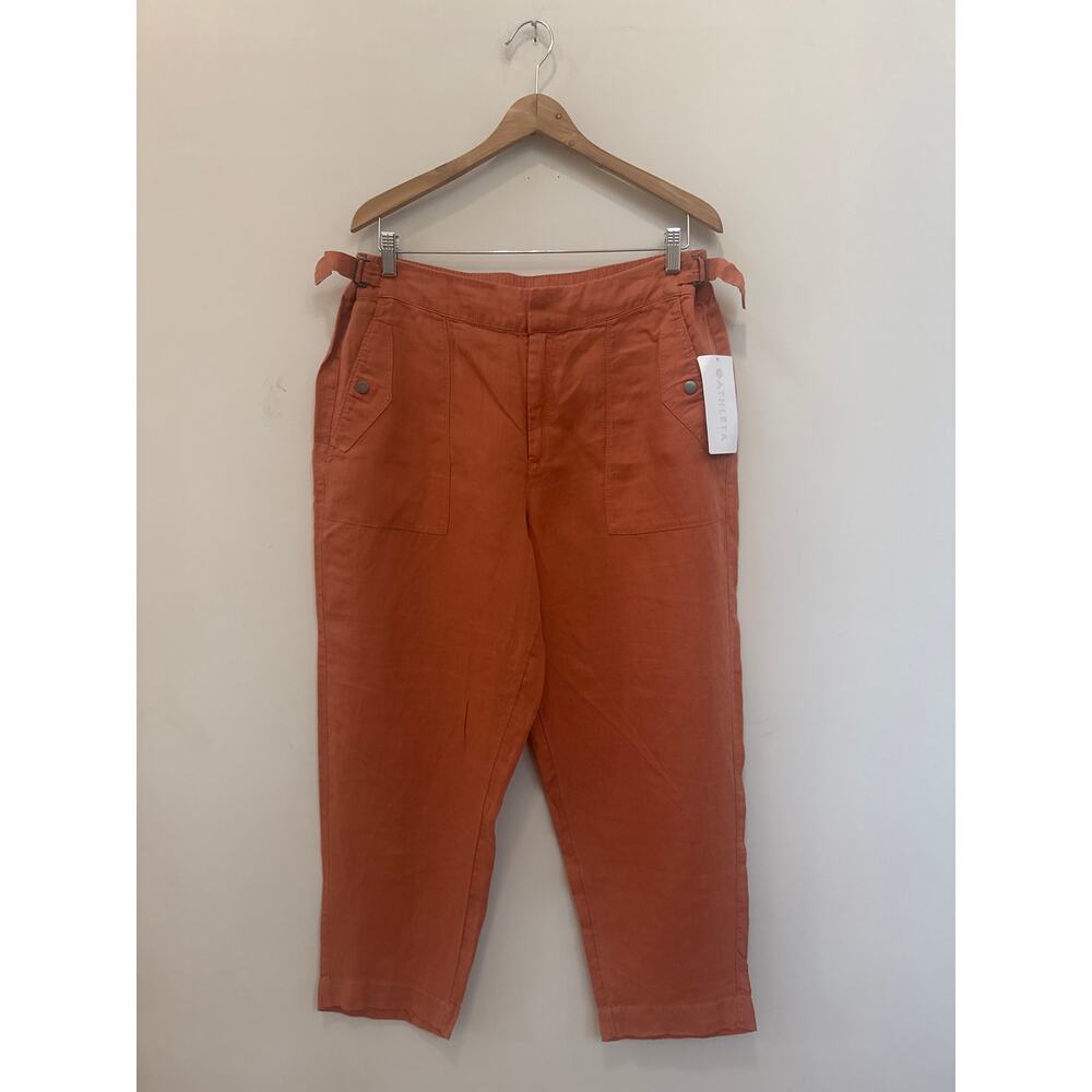 Athleta Voyager Linen Pant Terracotta Size 16 Pull On Travel Lagenlook Pants